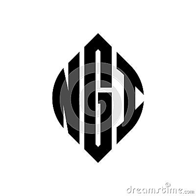 NGI circle letter logo design with circle and ellipse shape. NGI ellipse letters with typographic style. The three initials form a Vector Illustration