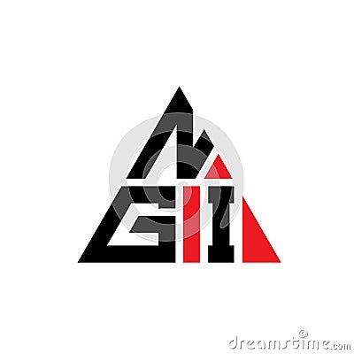 NGI triangle letter logo design with triangle shape. NGI triangle logo design monogram. NGI triangle vector logo template with red Vector Illustration