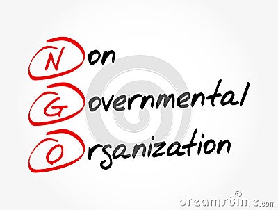 NGO - Non-Governmental Organization acronym, business concept background Stock Photo