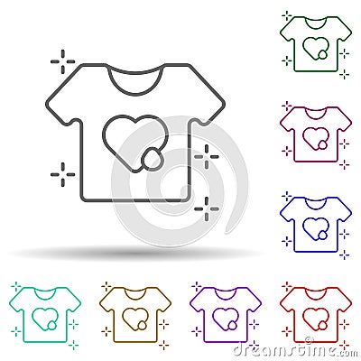 Ngo t-shirt heart drop multi color icon. Simple thin line, outline vector of no gubernamental organization icons for ui and ux, Stock Photo