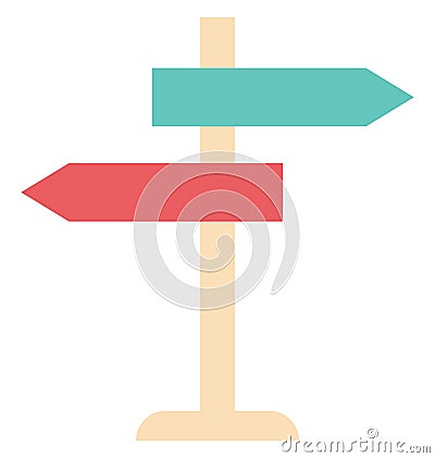 Guidepost, Signpost, Direction Post Color Isolated Vector Icon Vector Illustration