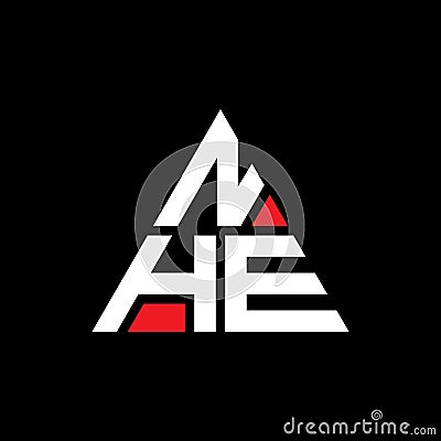 NHE triangle letter logo design with triangle shape. NHE triangle logo design monogram. NHE triangle vector logo template with red Vector Illustration