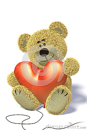 Nhi Bear sitting with heartshaped balloon Stock Photo