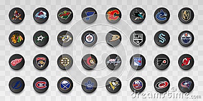 NHL. Carolina Hurricanes, Columbus Blue Jackets, NJ Devils, NY Islanders, NY Rangers, Pittsburgh Penguins, Boston Bruins, Buffalo Vector Illustration
