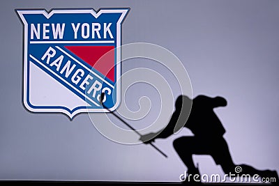 NHL Hockey Concept photo. silhouette of profesiional NHL hockey player Editorial Stock Photo