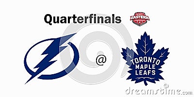 NHL. National hockey league. Stanley Cup playoffs 2022. Eastern conference, quarterfinals. Tampa bay lightning, Toronto maple Vector Illustration