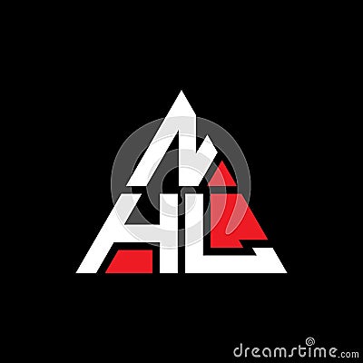 NHL triangle letter logo design with triangle shape. NHL triangle logo design monogram. NHL triangle vector logo template with red Vector Illustration