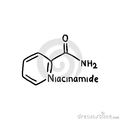 Niacinamide ingredient for skin care product label Vector Illustration