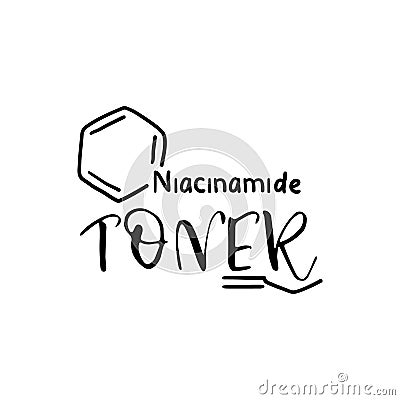 Niacinamide toner for skincare product emblem Vector Illustration