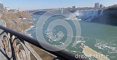 NIAGARA FALLS, CANADA - NOVEMBER 13th 2016: Rainbow bridge connecting USA and Canada Editorial Stock Photo