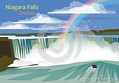 Niagara Falls, Canadian province of Ontario Vector Illustration