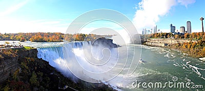 Niagara Falls Extra Wide Panorama Skyline Stock Photo