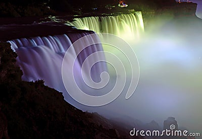 Niagara Falls nighttime profile view Stock Photo