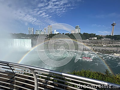 Niagara Falls Rainbow with Red Ferry Editorial Stock Photo