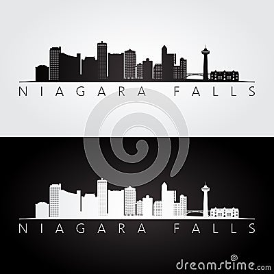 Niagara Falls skyline and landmarks silhouette Vector Illustration