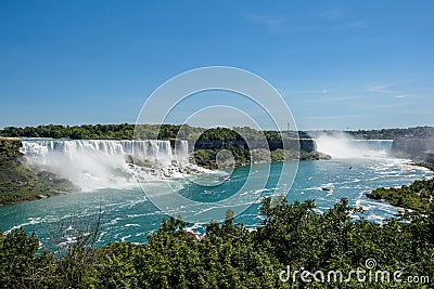 Niagara Falls, view from Rainbow Bridge on border of Canada and United States Stock Photo