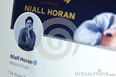 Niall Horan twitter Editorial Stock Photo