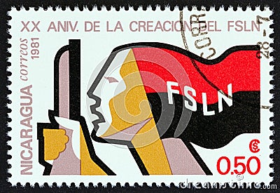 NICARAGUA - CIRCA 1981: A stamp printed in Nicaragua shows Allegory of Revolution, circa 1981. Editorial Stock Photo