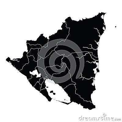 Nicaragua country map vector with regional areas Vector Illustration