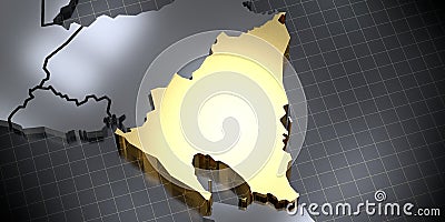 Nicaragua - country shape - 3D illustration Cartoon Illustration