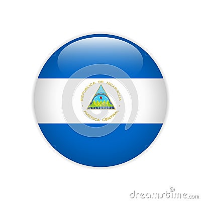 Nicaragua flag on button Vector Illustration