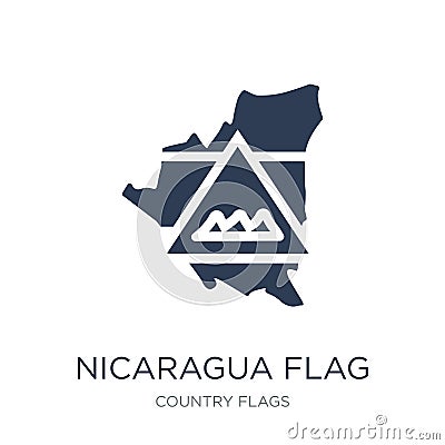 Nicaragua flag icon. Trendy flat vector Nicaragua flag icon on w Vector Illustration