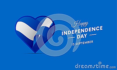Nicaragua Independence Day. 15 September. Waving flag in heart. Vector. Vector Illustration
