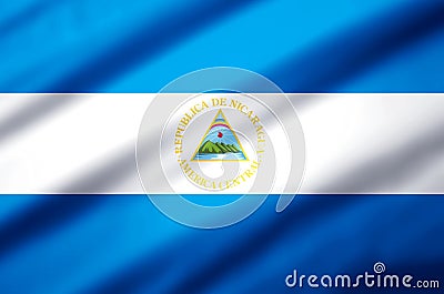 Nicaragua realistic flag illustration. Cartoon Illustration