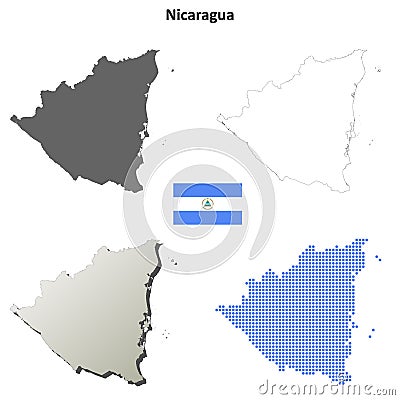 Nicaragua outline map set Vector Illustration