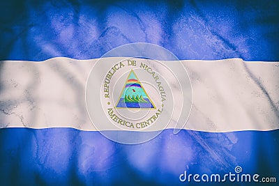 Nicaragua Republic flag waving Stock Photo