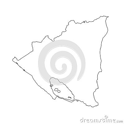 Nicaragua - solid black outline border map of country area. Simple flat Vector Illustration