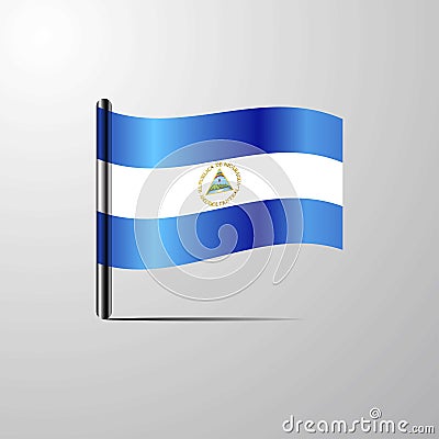 Nicaragua waving Shiny Flag design vector Vector Illustration