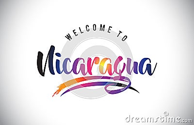 Nicaragua Welcome To Message in Purple Vibrant Modern Colors. Vector Illustration