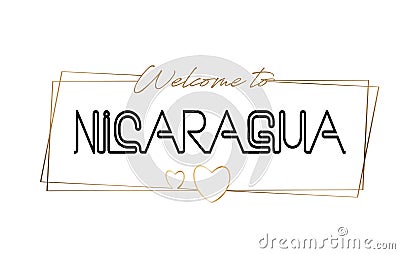 Nicaragua Welcome to text Neon lettering typography. Word for logotype, badge, icon, postcard, logo, banner Vector Illustration Vector Illustration