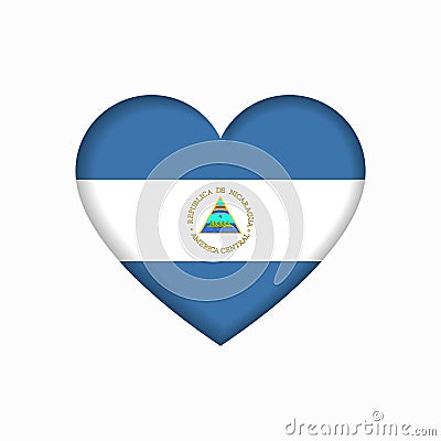 Nicaraguan flag heart-shaped sign. Vector illustration. Vector Illustration
