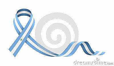 Nicaraguan flag stripe ribbon wavy background layout. Vector illustration. Vector Illustration