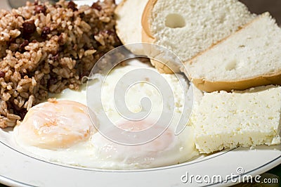 Nicaraguan style fried eggs breakfast with rice and bean gallo p Stock Photo