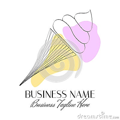 Nice Abstract Ice Cream Shop Modern Pink and Yellow Logo Vector Illustration