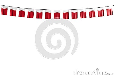 Nice many Bahrain flags or banners hangs on rope isolated on white - any feast flag 3d illustration Cartoon Illustration