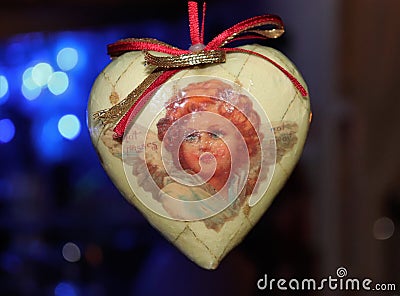 A Christmas heart with an angel Stock Photo