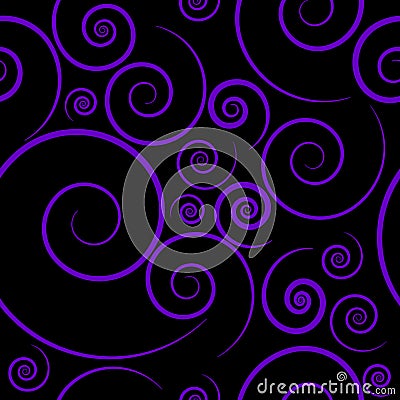 Pattern with violet spirals of different sizes. Vector Illustration