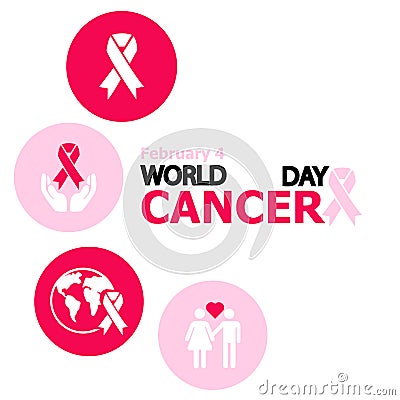 Nice and beautiful abstract for World Cancer Day with nice and creative symbol illustration in a red colour in a grey shade Cartoon Illustration