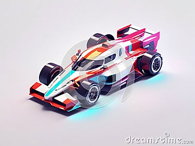3d render colorful racing car isolated on gradient background Cartoon Illustration