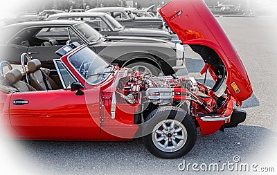 Nice beautiful view of old vintage classic sport car Stock Photo