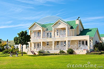 Nice Big House, Lawn, Bench Royalty Free Stock Image ...