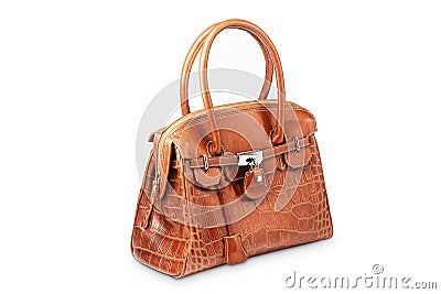 Nice brown crocodile leather woman handbag Stock Photo