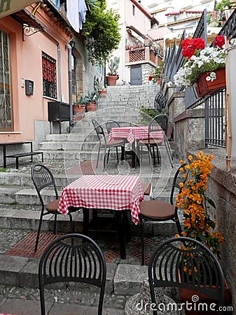 Nice cafe in Messina, Sicily, Italy. Editorial Stock Photo