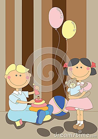 Nice cartoon kids Stock Photo