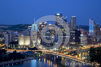 Nice city Pittsburgh at night PA USA Editorial Stock Photo