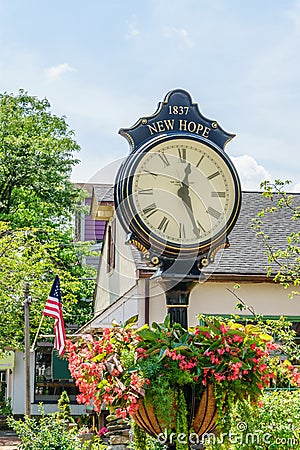 Nice clock in Historic New Hope, PA Stock Photo